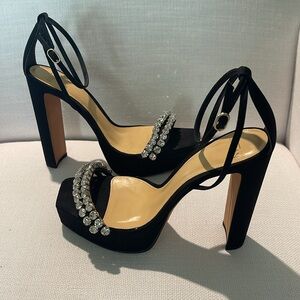 Alexandre Birman Agnes plateau sandal in black with rhinestones. Sz Ital. 38.5.